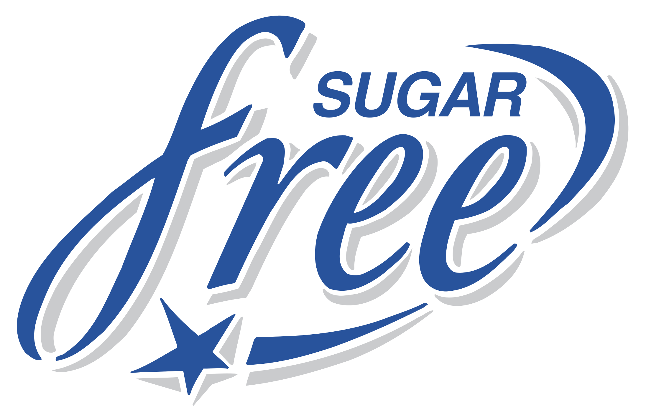 Sugar Free Blue Script Logo with Star Detail Transparent PNG Graphic