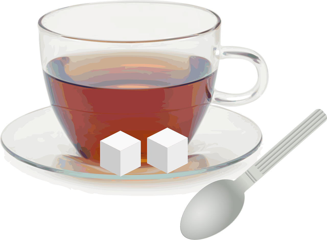 Tea Cup with Sugar Cubes Saucer and Teaspoon Transparent PNG Still Life