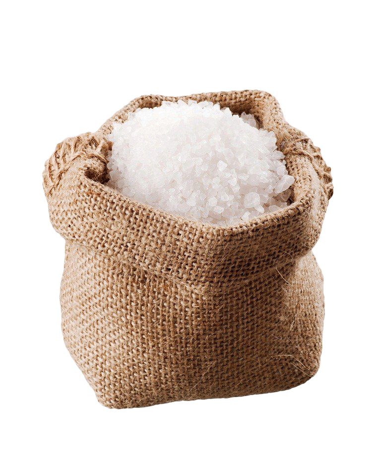 White Granulated Sugar in Small Burlap Sack Transparent Background PNG Image