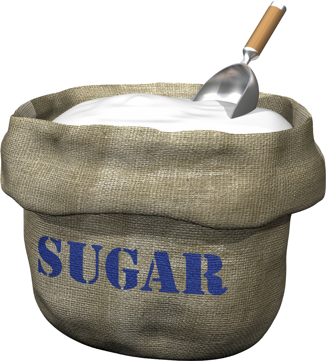 Wooden Bowl of White Sugar with Spoon Transparent PNG Kitchen Product Photo
