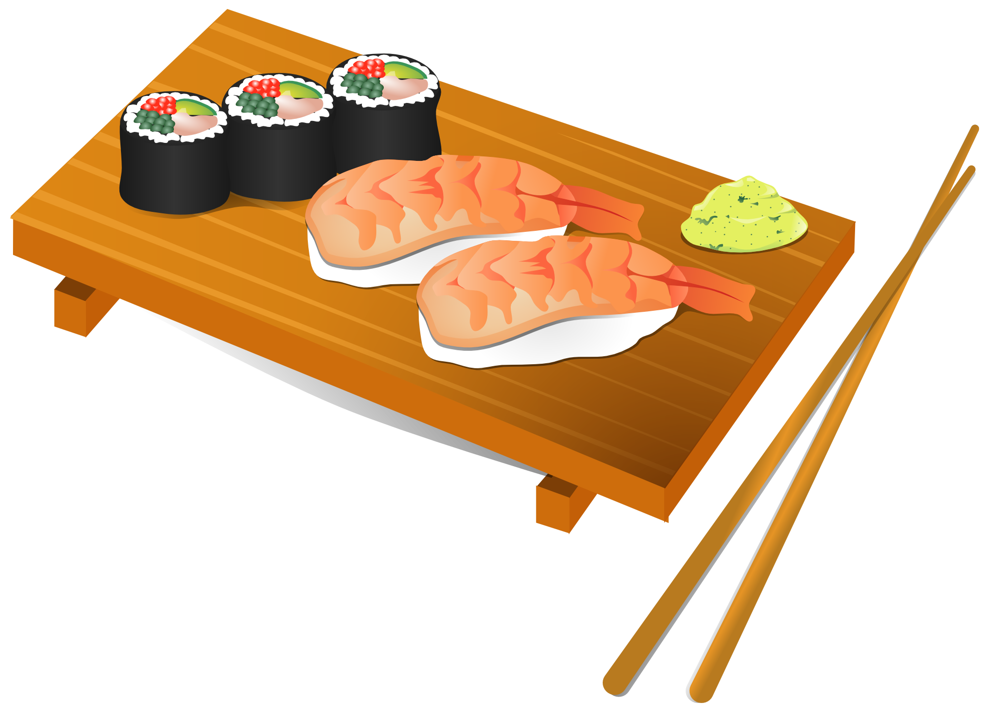 Japanese Sushi Platter on Wooden Board with Chopsticks PNG Restaurant Food Photo