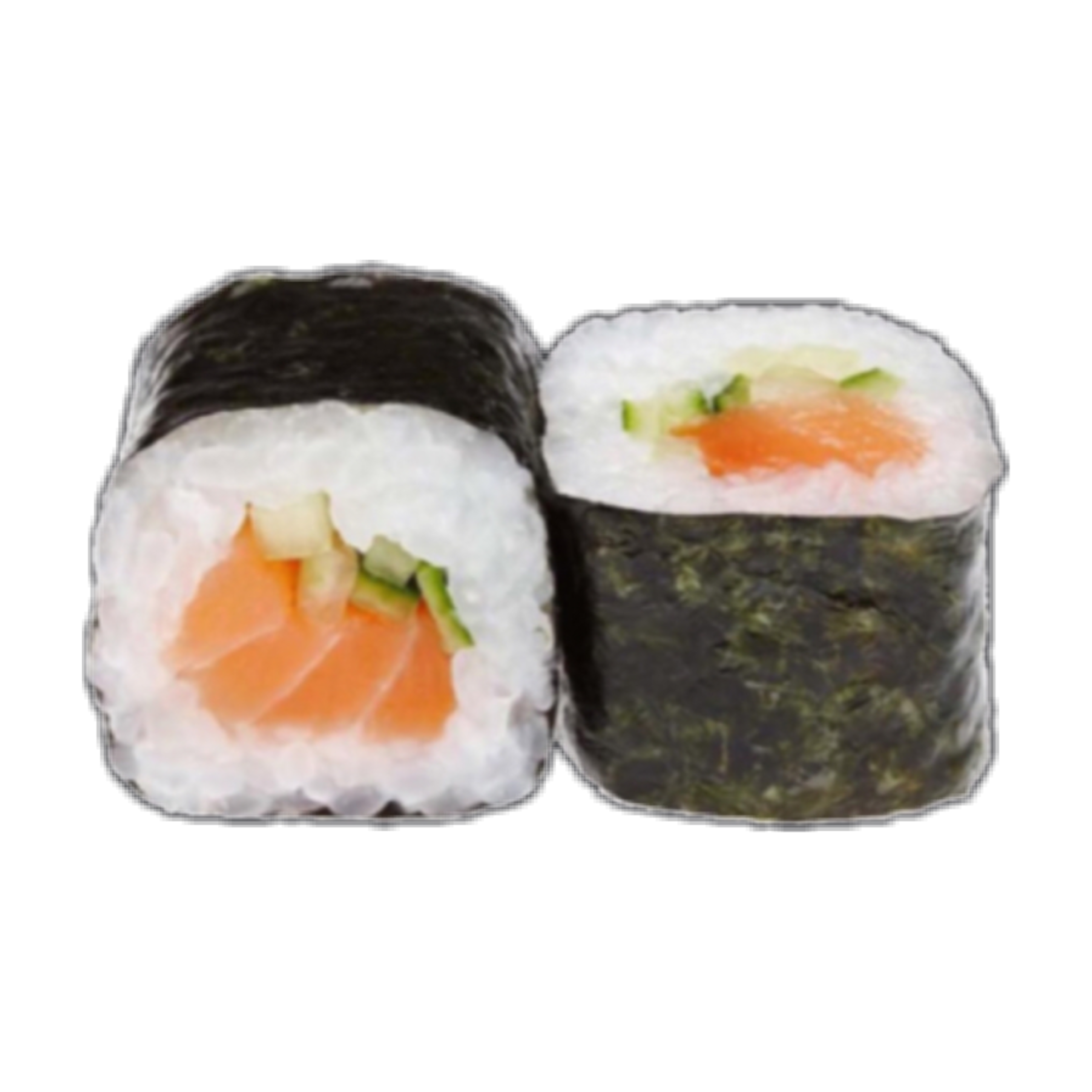 Pair of Nori Maki Sushi Rolls with Fish Roe Filling Transparent PNG Image