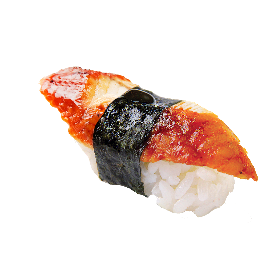Shrimp Ebi Nigiri Sushi with Orange Seafood Topping Transparent PNG Image