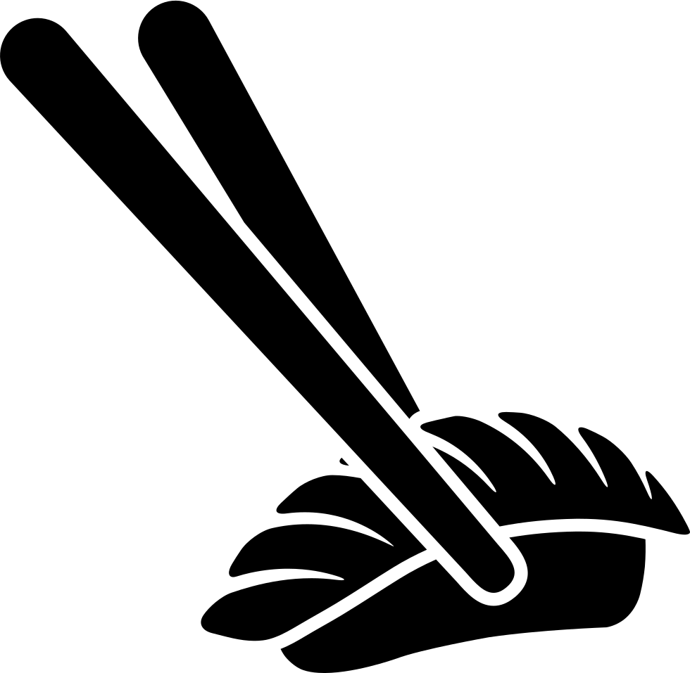Black Chopsticks and Sushi Roll Silhouette Logo Transparent Background PNG