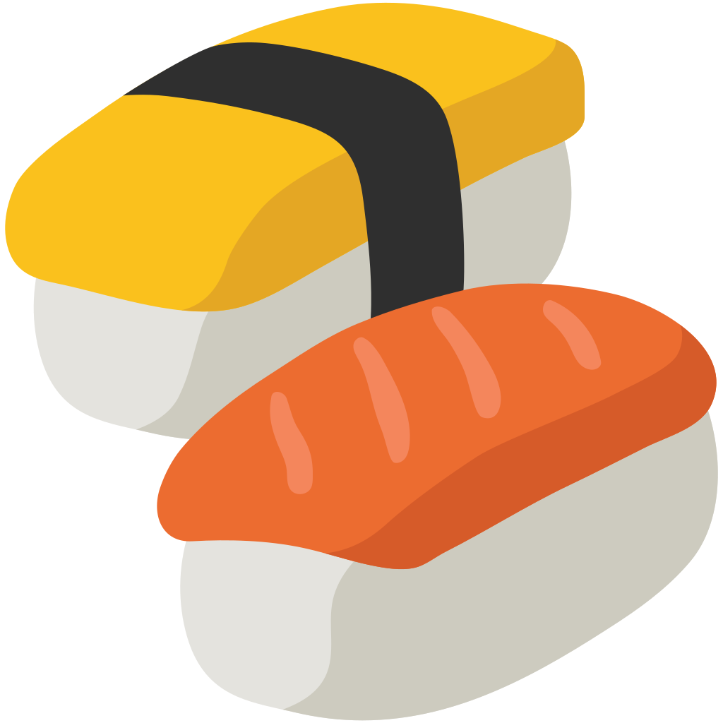 Cartoon Salmon and Egg Nigiri Sushi Pair Icon Transparent PNG Illustration