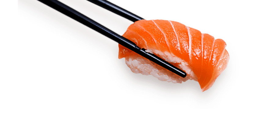 Chopsticks Holding Fresh Salmon Nigiri Sushi Isolated Transparent PNG Photo