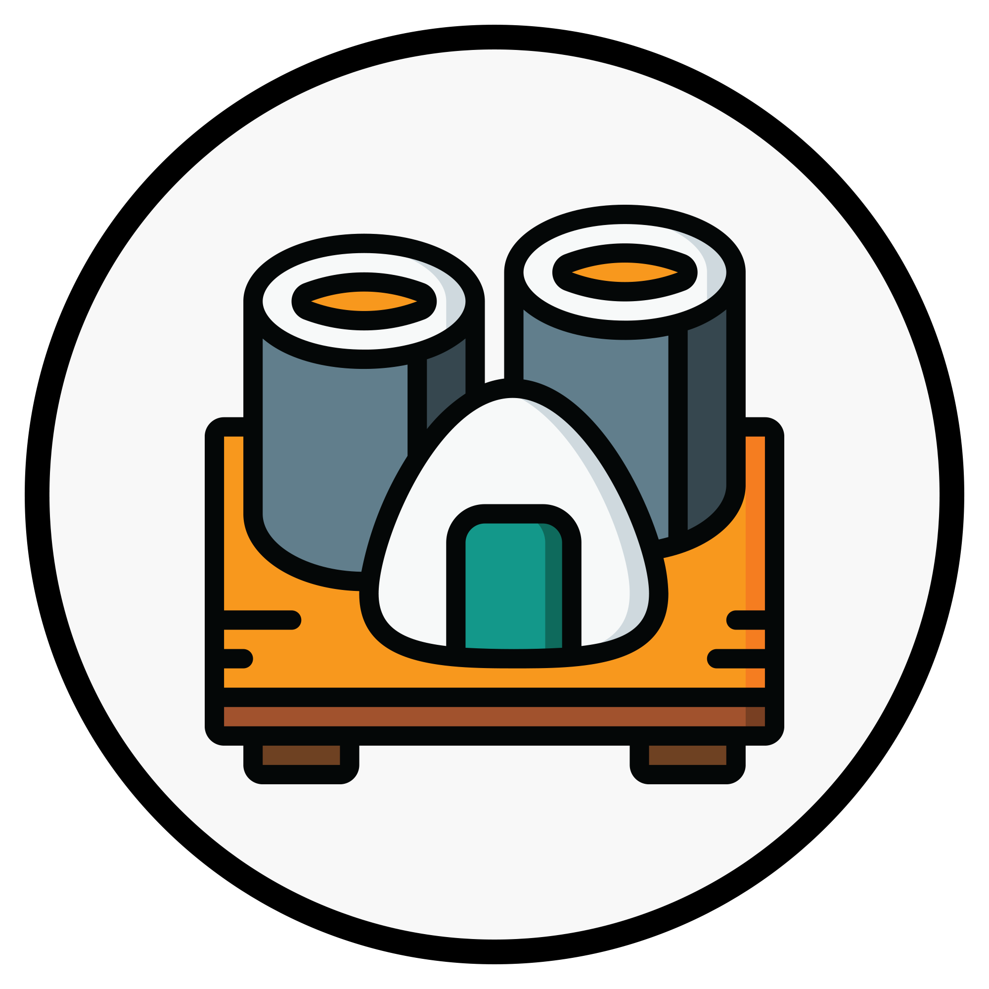 Circular Sushi Serving Stand and Maki Roll Icon Transparent PNG Graphic