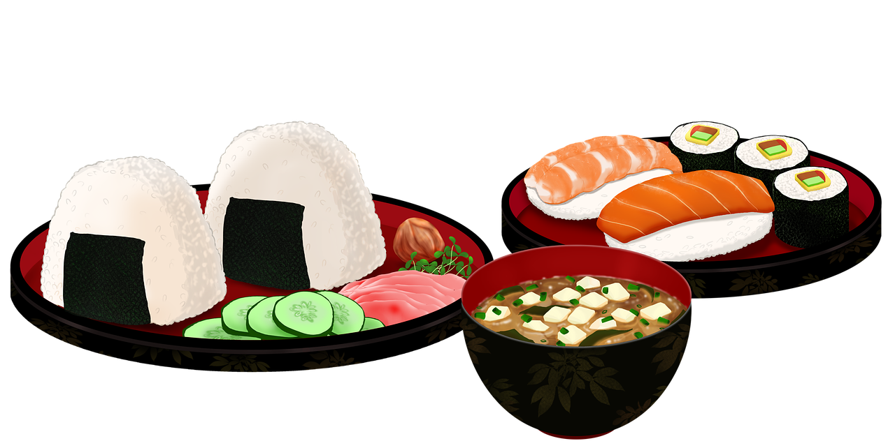 Conveyor Belt Sushi Plates with Assorted Japanese Sushi PNG Restaurant Image