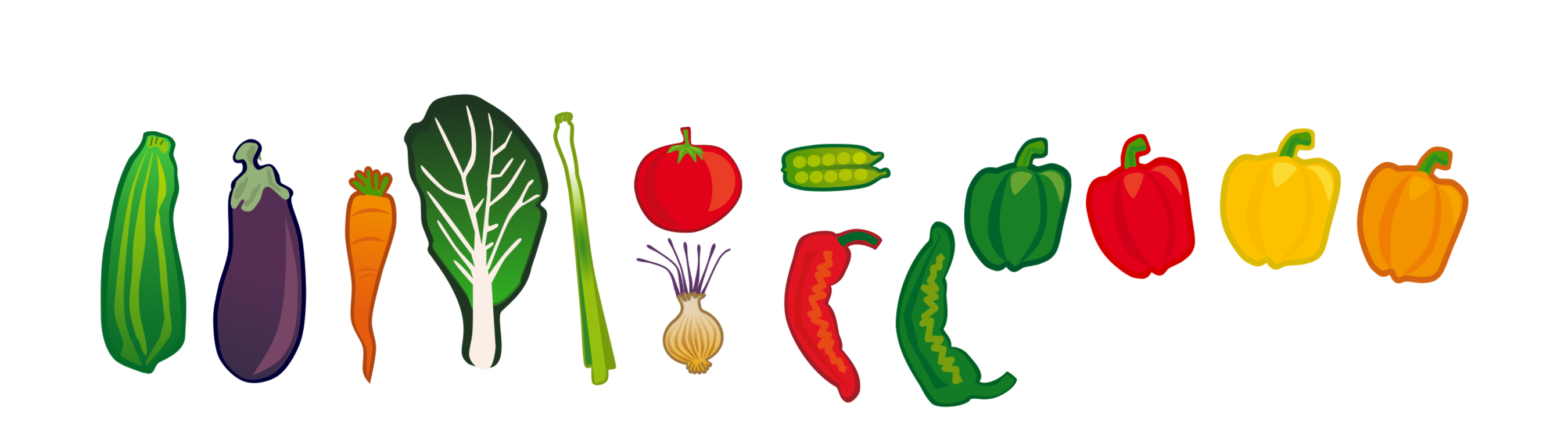 Colorful Illustrated Assortment of Vegetables and Peppers PNG Food Graphic