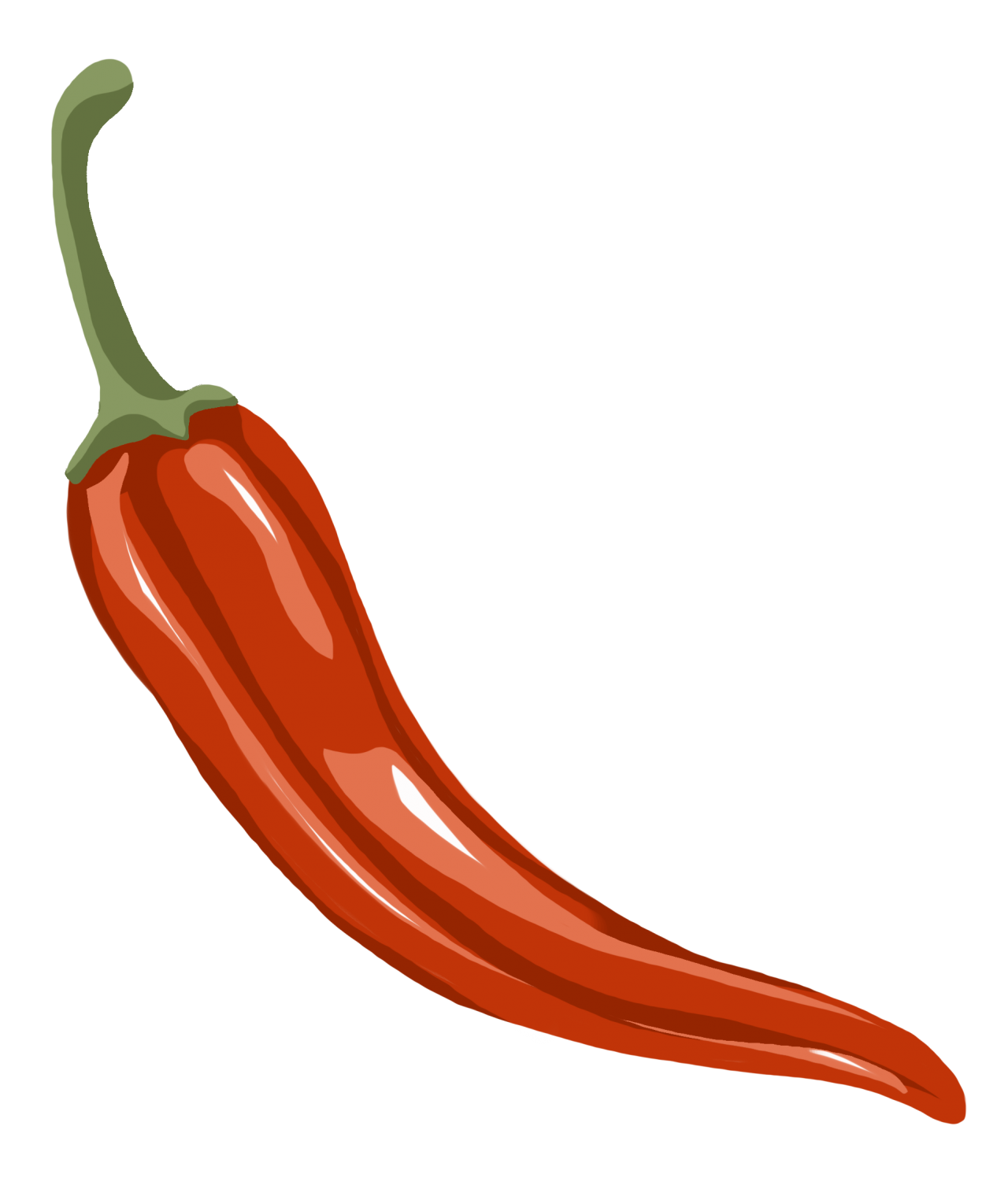 Long Red Chili Pepper with Green Stem Isolated Transparent PNG Food Cutout