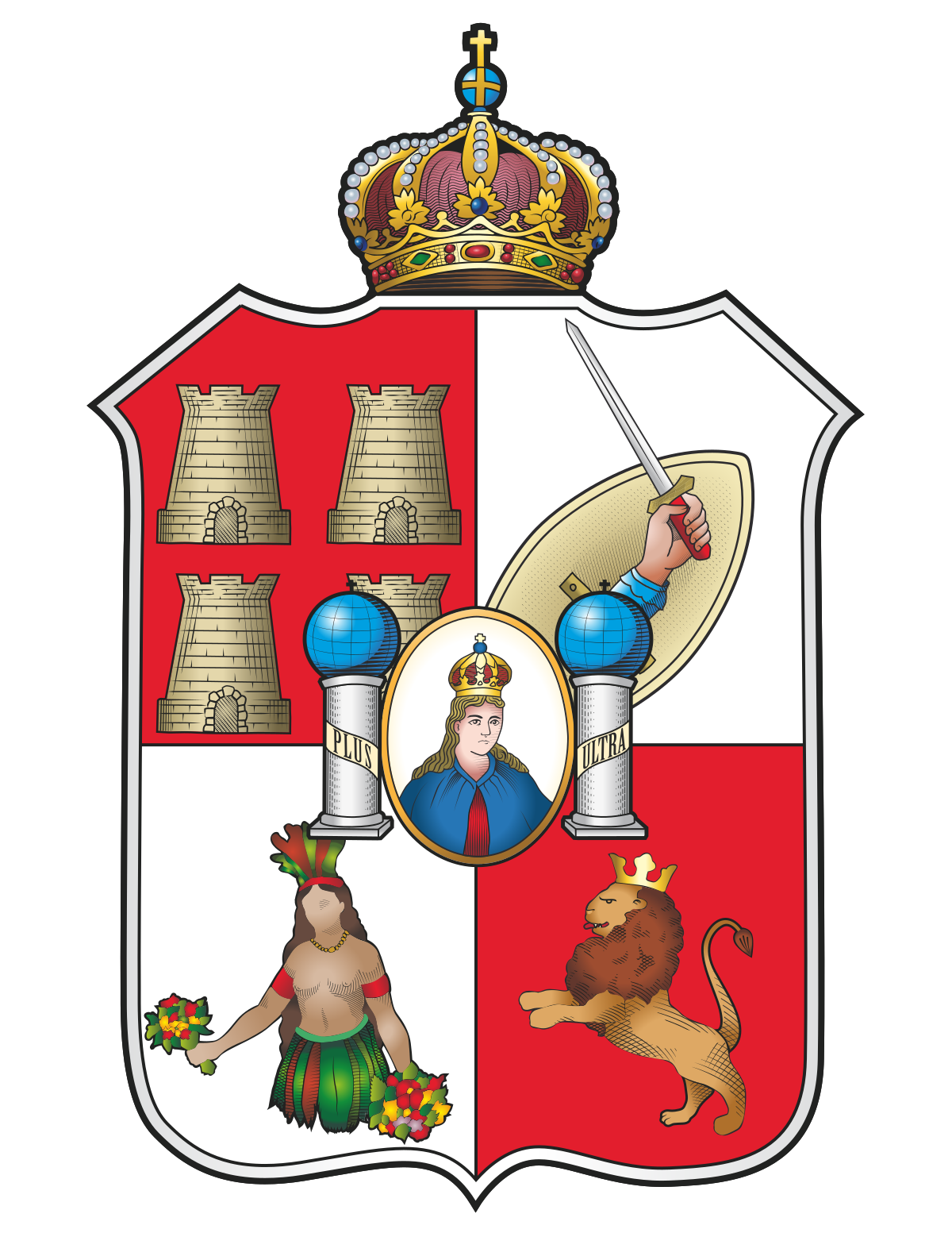 Ornate Crowned Heraldic Family Crest Shield Illustration Transparent PNG Image