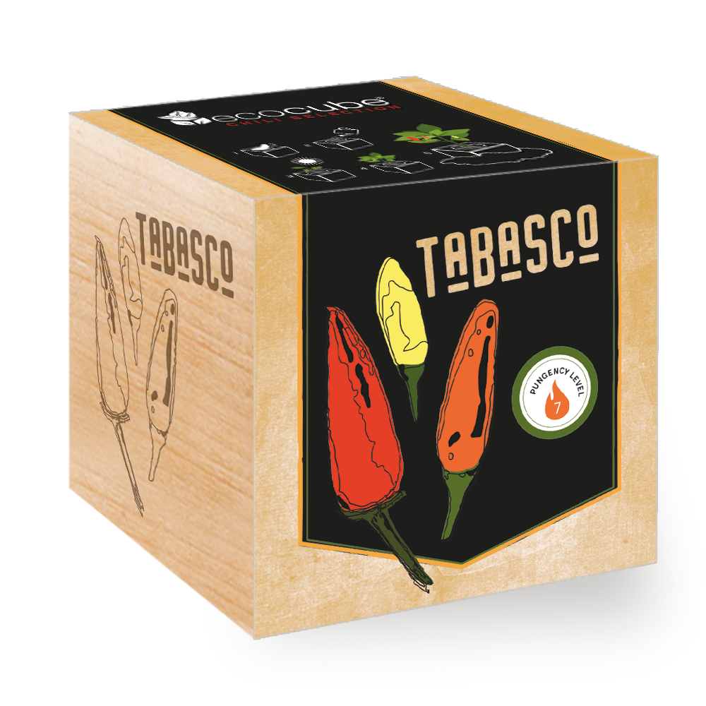 Tabasco Brand Hot Sauce Cardboard Shipping Box with Pepper Graphics PNG Image