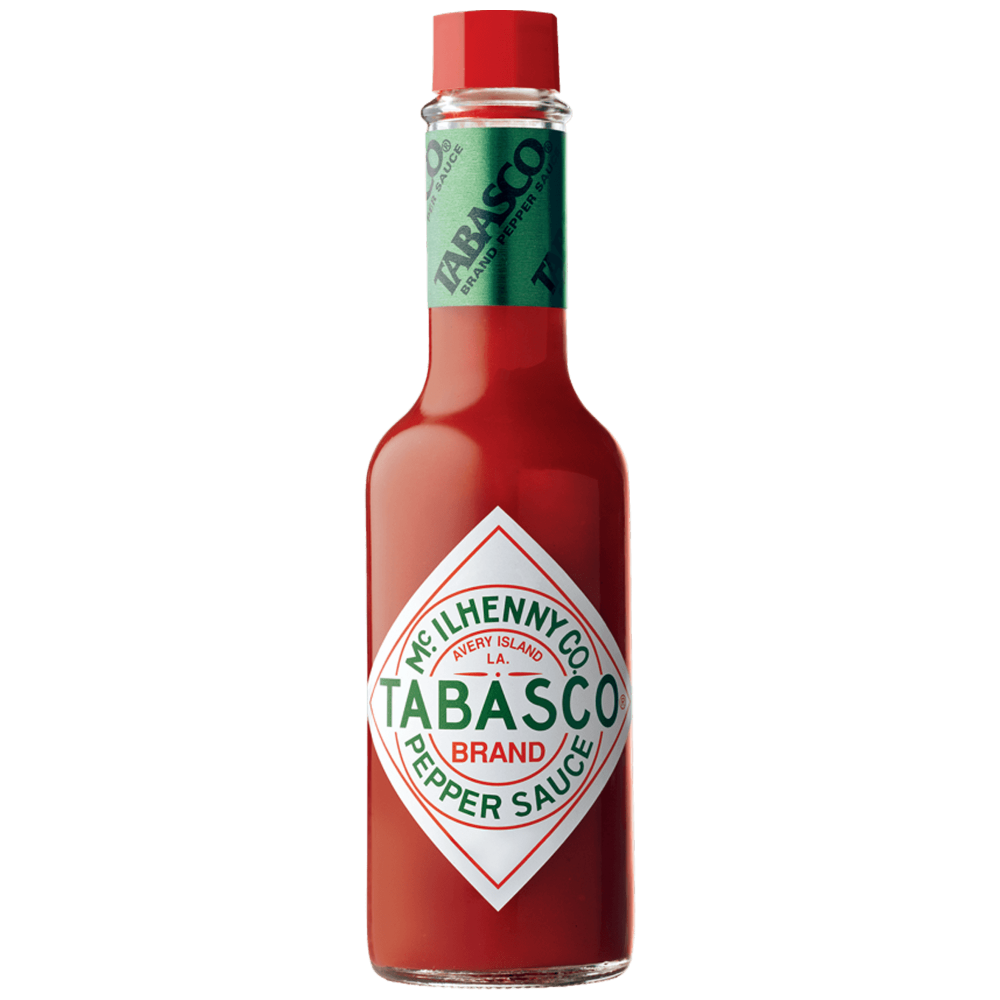 Tabasco Hot Sauce Bottle Lying on Its Side Transparent Background PNG Image