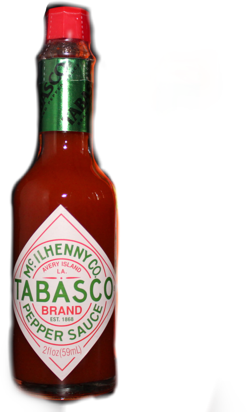 Tabasco Red Pepper Sauce Classic Bottle Product Cutout Transparent PNG