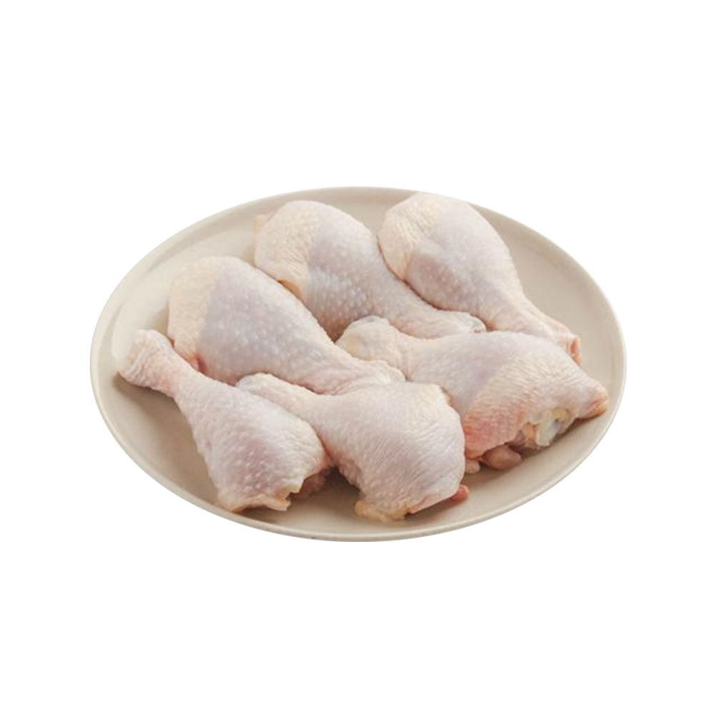 Raw Turkey Drumsticks and Meat Portions on White Plate PNG Ingredient Photo