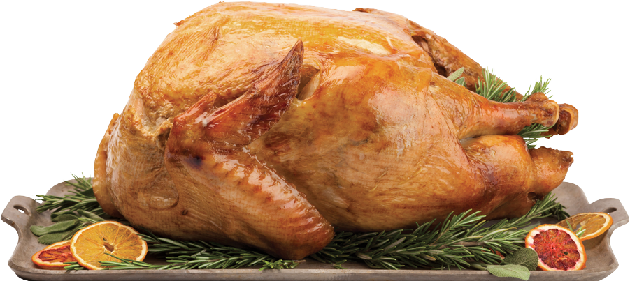 Roast Turkey with Carrots and Vegetables on Holiday Serving Platter PNG Photo
