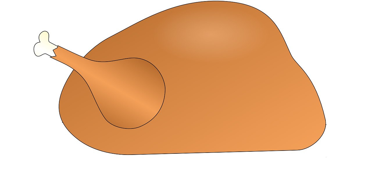 Cartoon Roasted Turkey Drumstick Icon with Bone Transparent PNG Illustration
