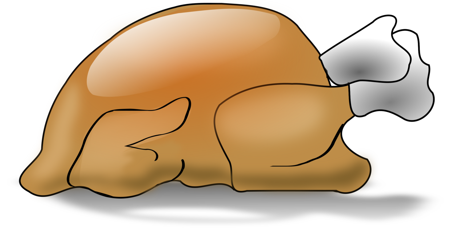 Cartoon Whole Roast Turkey Icon with Drumstick and Platter PNG Graphic