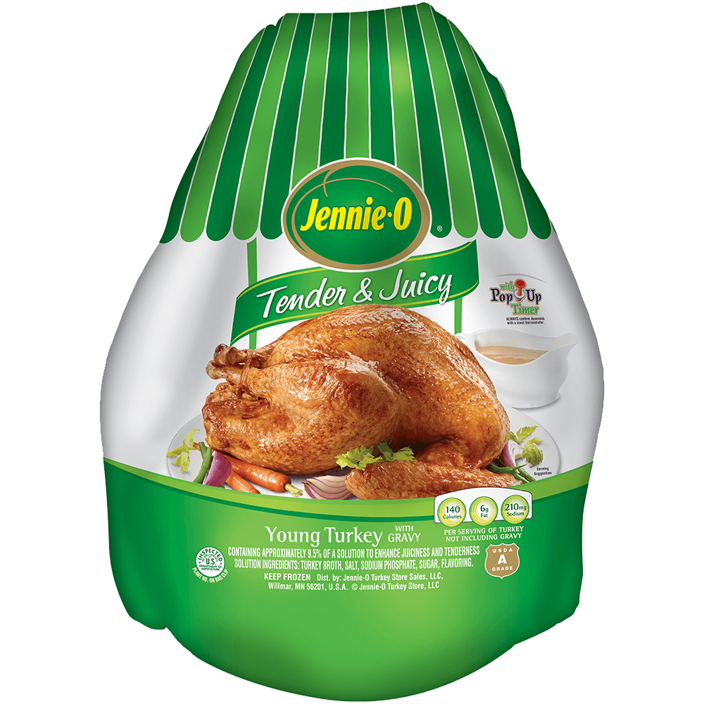 Fresh Whole Turkey in Green Retail Packaging Bag PNG Product Photo