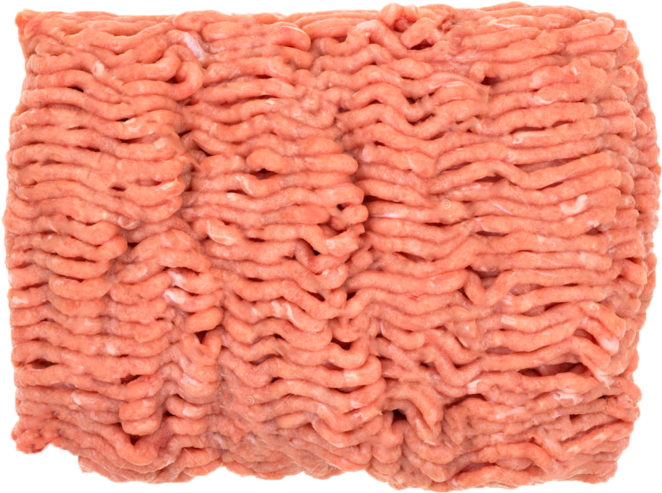 Raw Ground Turkey Meat Minced in Neat Layers Transparent PNG Ingredient Photo