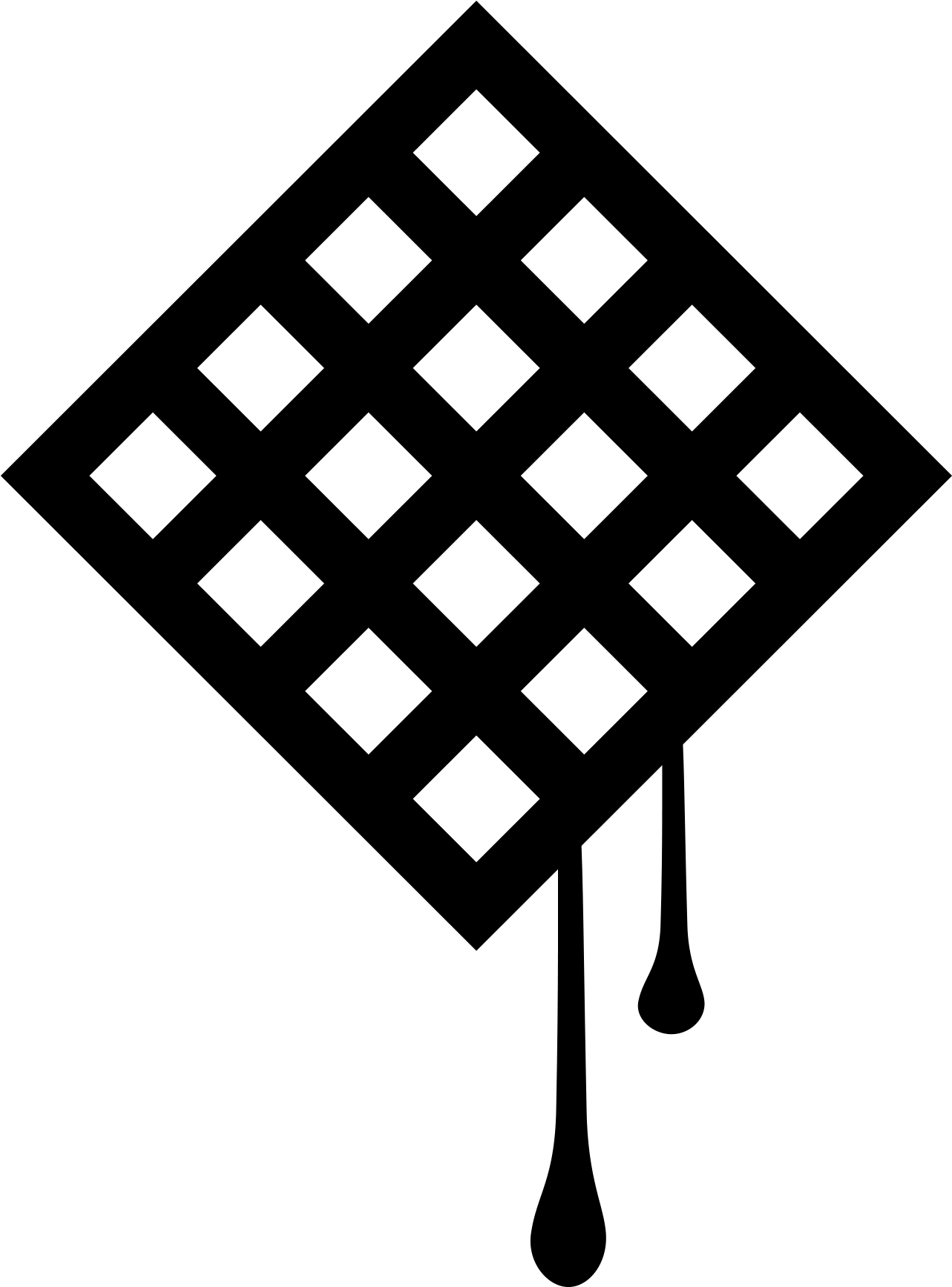 Black Diamond Waffle Iron Icon with Syrup Drip Transparent PNG Symbol