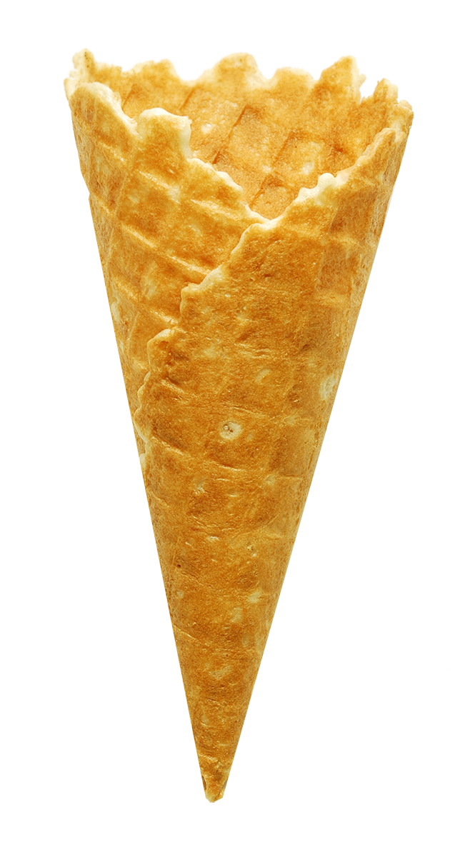 Golden Empty Waffle Cone Isolated on Transparent Background PNG Food Photo