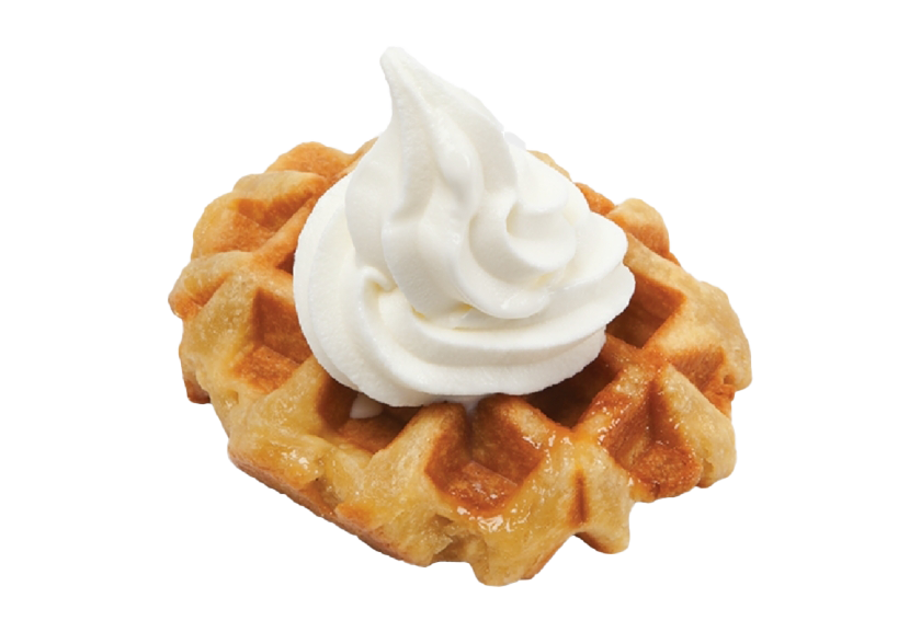 Golden Waffle Topped with Whipped Cream Swirl Transparent PNG Dessert Photo