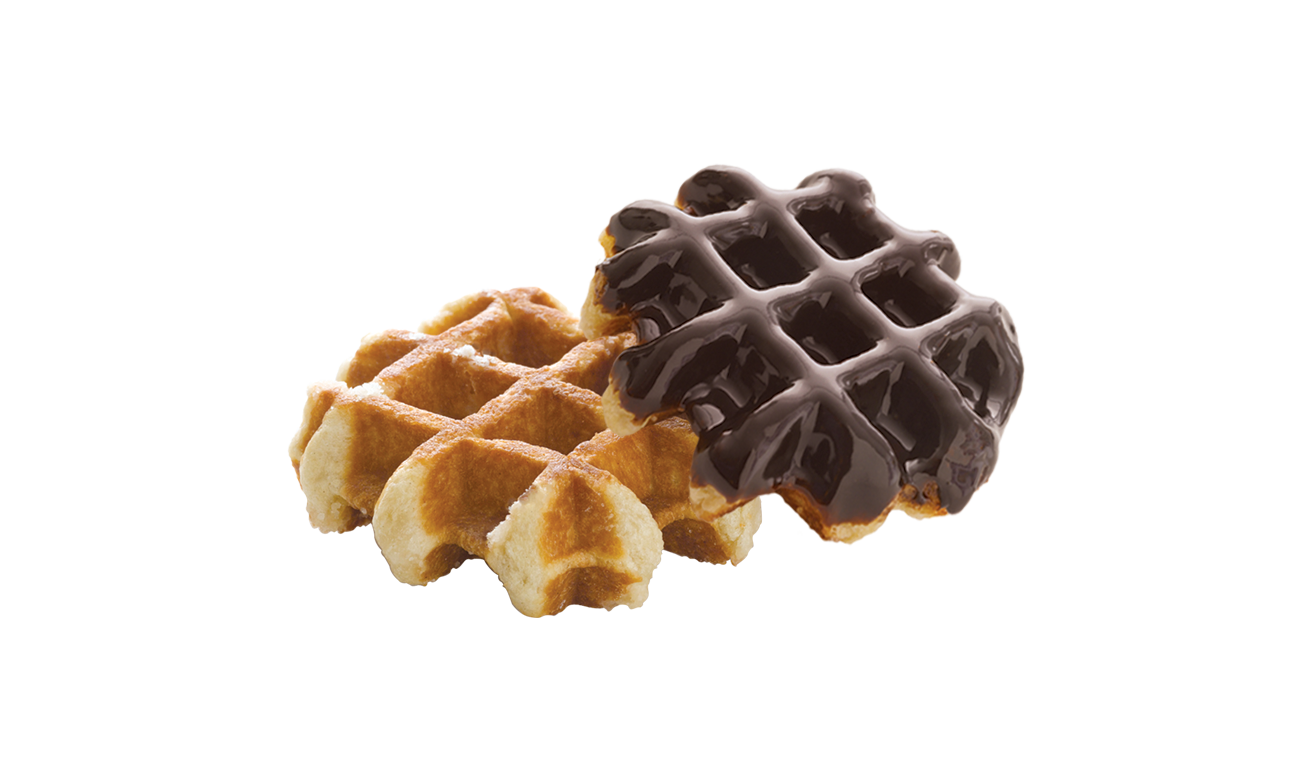 Mini Belgian Waffles with Dark Chocolate Dipping Sauce PNG Food Image