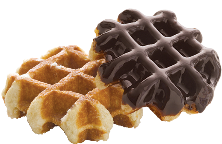 Mini Waffles Half Covered in Chocolate Isolated PNG Dessert Photo