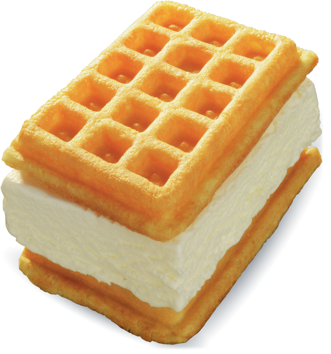Square Waffle Sandwich with Cream Filling Transparent Background PNG Image