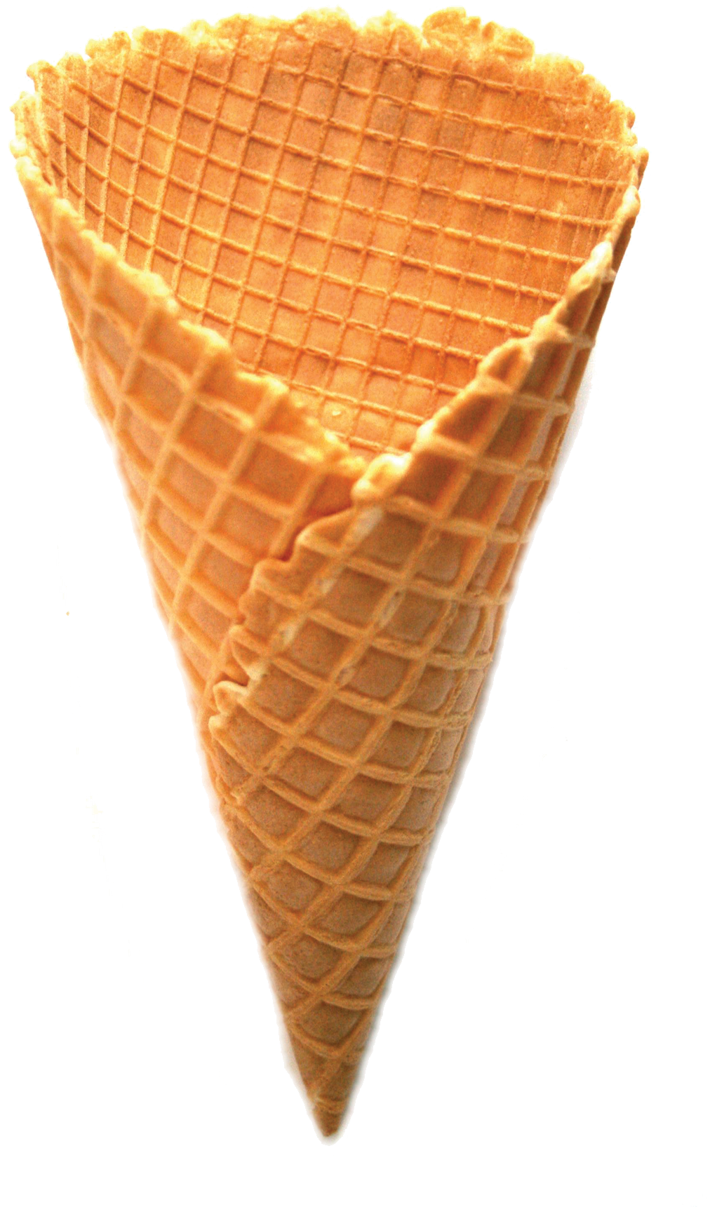 Empty Waffle Cone with Crisp Golden Grid Texture Transparent PNG Image