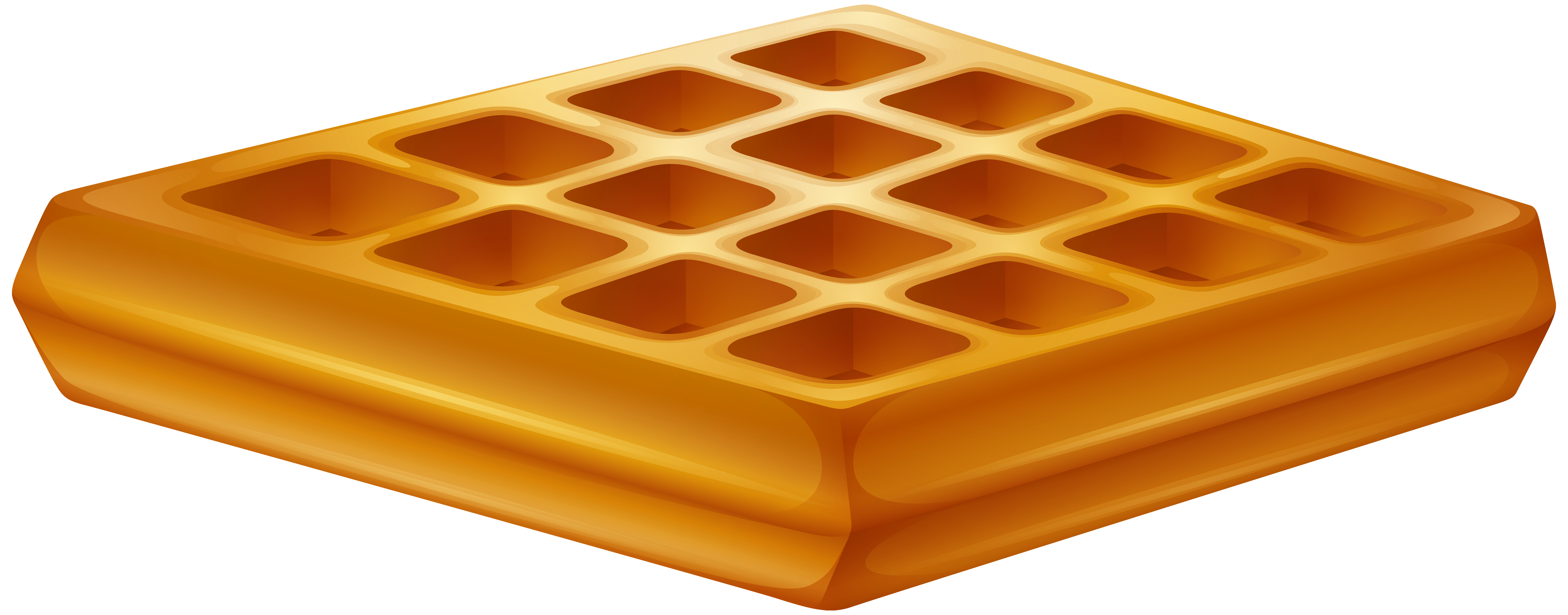 Golden Square Waffle Grid Tray Cartoon Illustration Transparent PNG Graphic