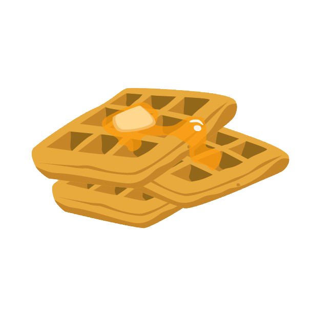 Illustrated Stack of Square Waffles with Syrup Transparent PNG Food Graphic