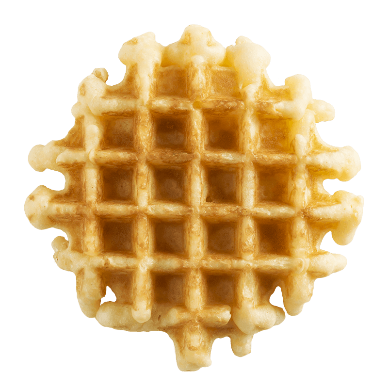 Mini Round Waffle with Golden Crisp Grid Texture PNG Dessert Image