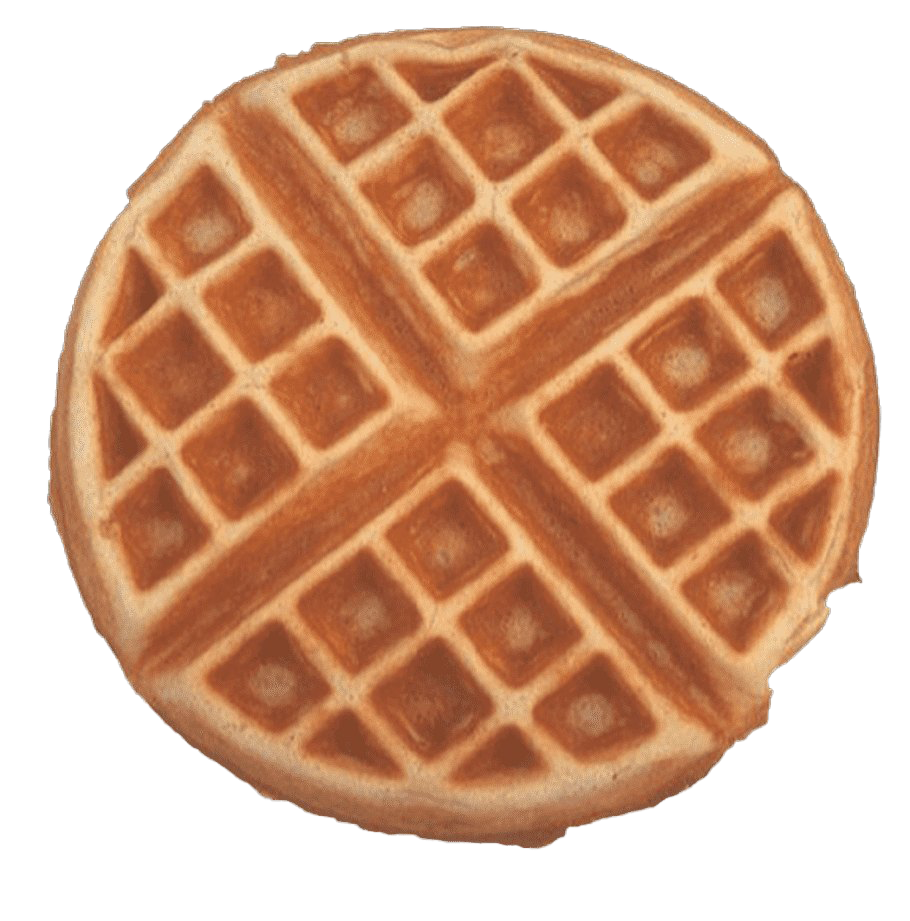 Round Brown Waffle with Deep Grid Pattern Isolated PNG Food Photo
