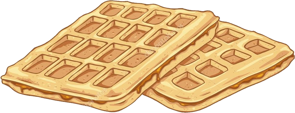 Two Rectangular Belgian Waffles Isolated Transparent Background PNG Food Cutout