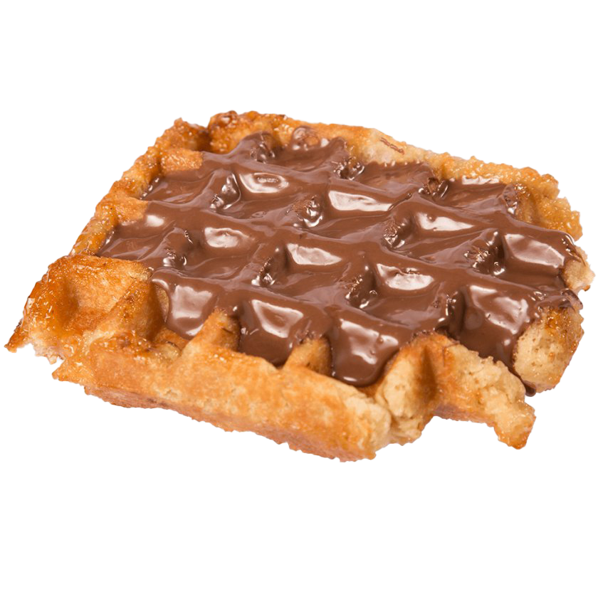 Belgian Waffle Topped with Chocolate Chunks and Syrup PNG Food Image