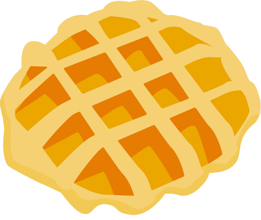 Cartoon Golden Waffle with Square Grid Pattern Transparent PNG Illustration
