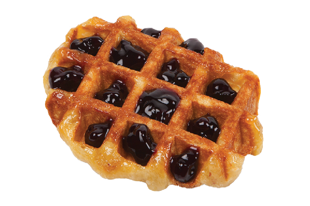 Golden Waffle Topped with Dark Blueberries Isolated Transparent PNG Dessert Photo