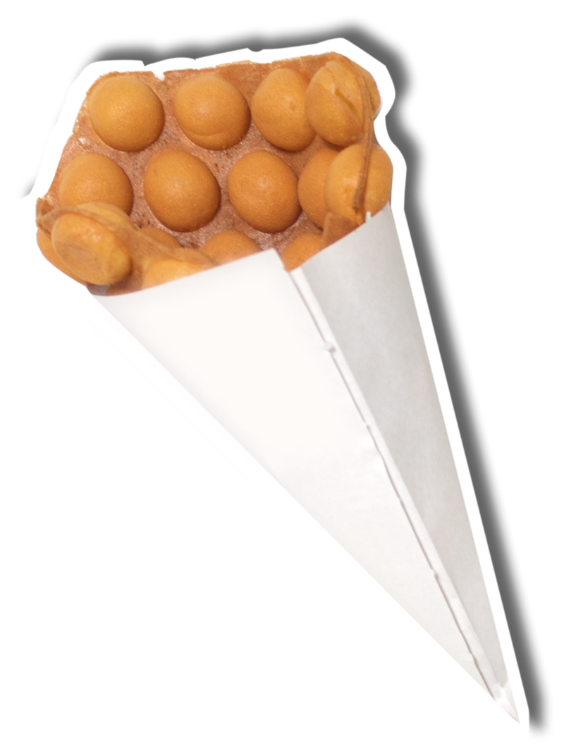 Paper Cone Filled with Small Golden Waffle Bites Transparent PNG Food Photo