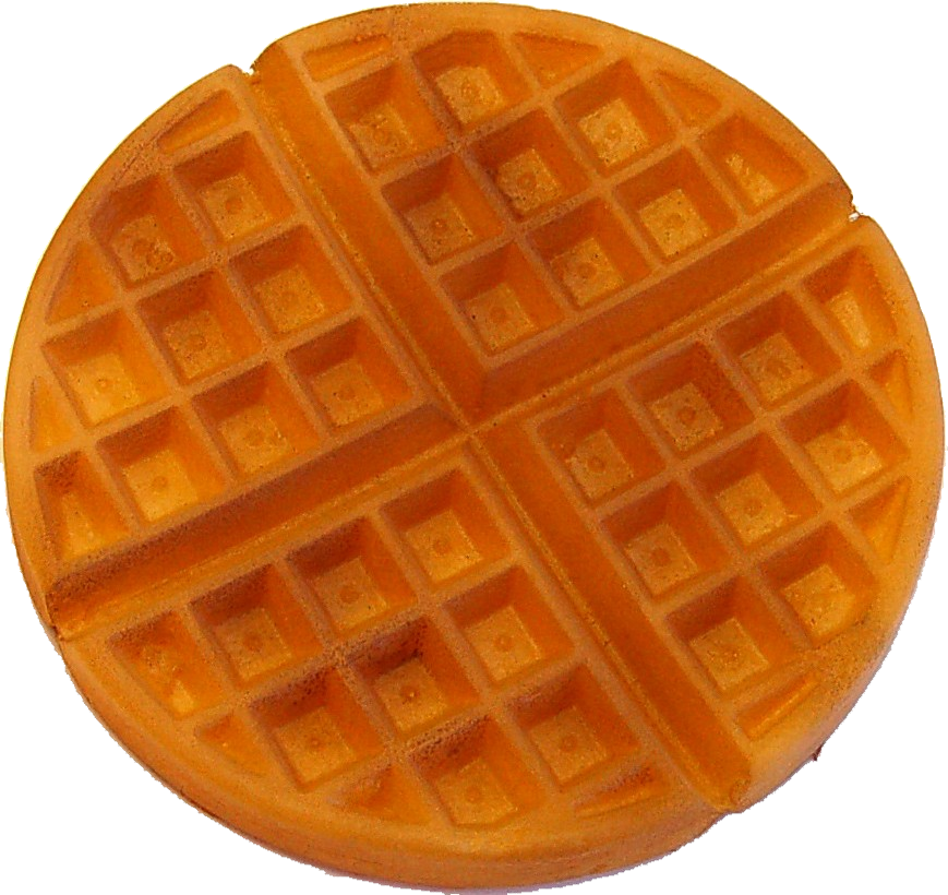 Round Golden Waffle with Deep Square Grid Isolated Transparent PNG Food Photo