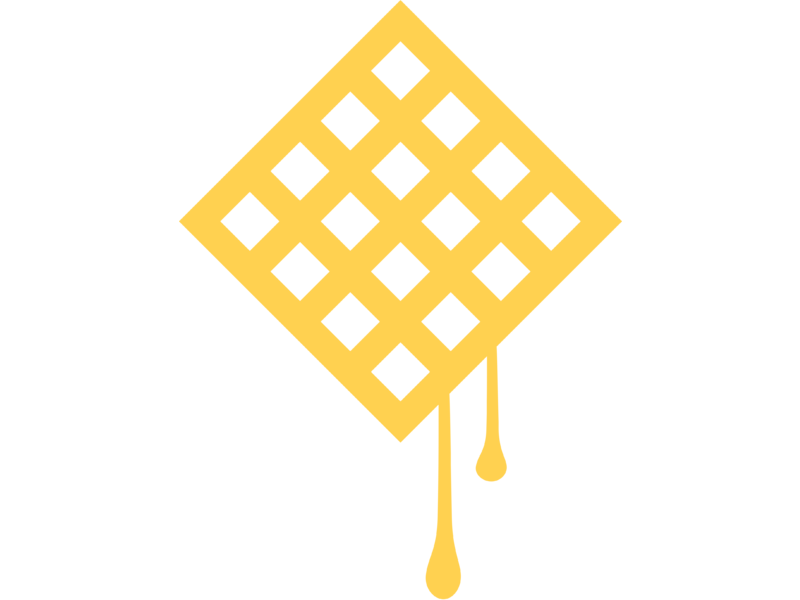 Yellow Waffle Grid Icon with Syrup Drip Isolated Transparent Background PNG