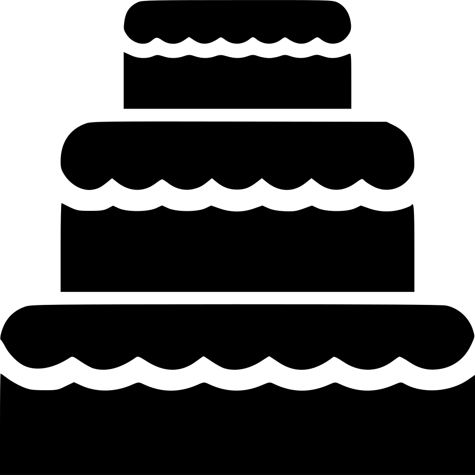 Black Wedding Cake Layer Silhouette with Scalloped Icing Transparent PNG