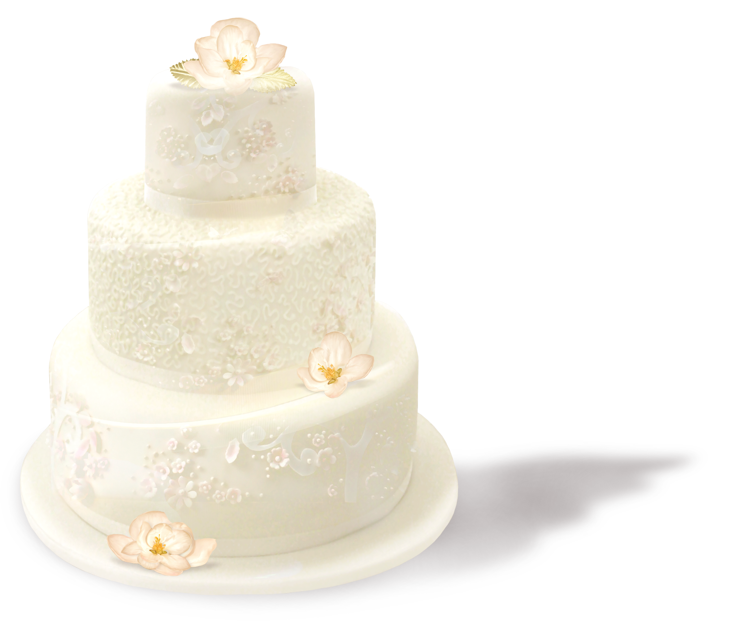 Minimal White Tier Cake with Tiny Flowers and Single Rose Topper PNG Image