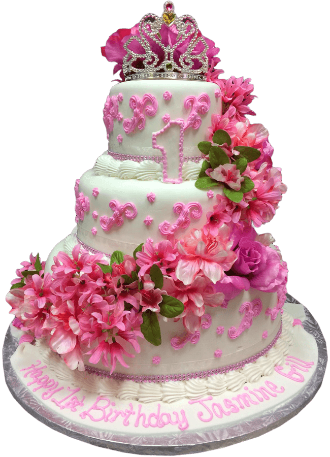 Pink Floral Wedding Cake with Multiple Tiers and Fresh Roses PNG Image