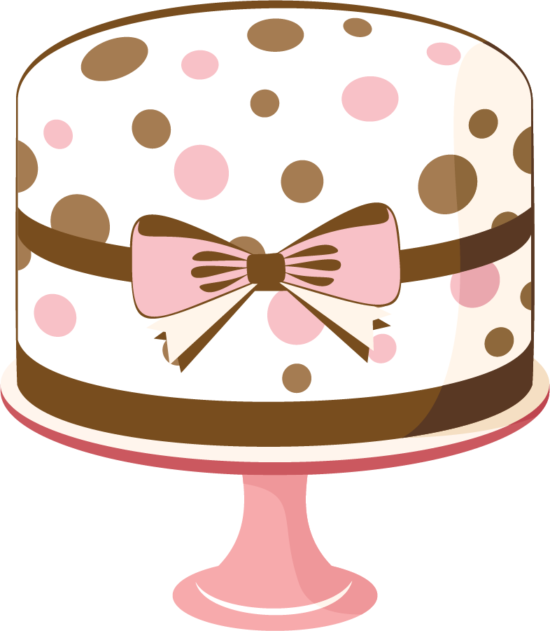 Polka Dot Celebration Cake with Bow on Pink Pedestal Stand PNG Illustration