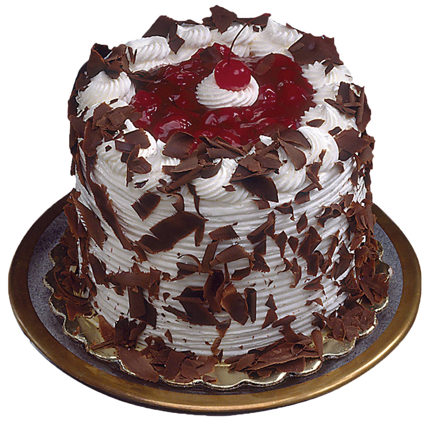 Round Chocolate Birthday Cake with Cream and Cherry Topping PNG Dessert Photo