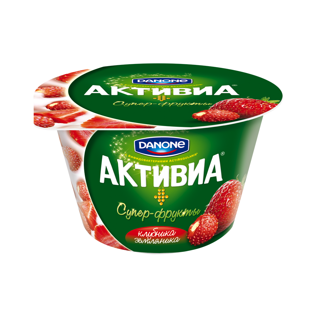 Activia Fruit Yogurt Cup with Green and Red Product Label PNG Packaging Photo