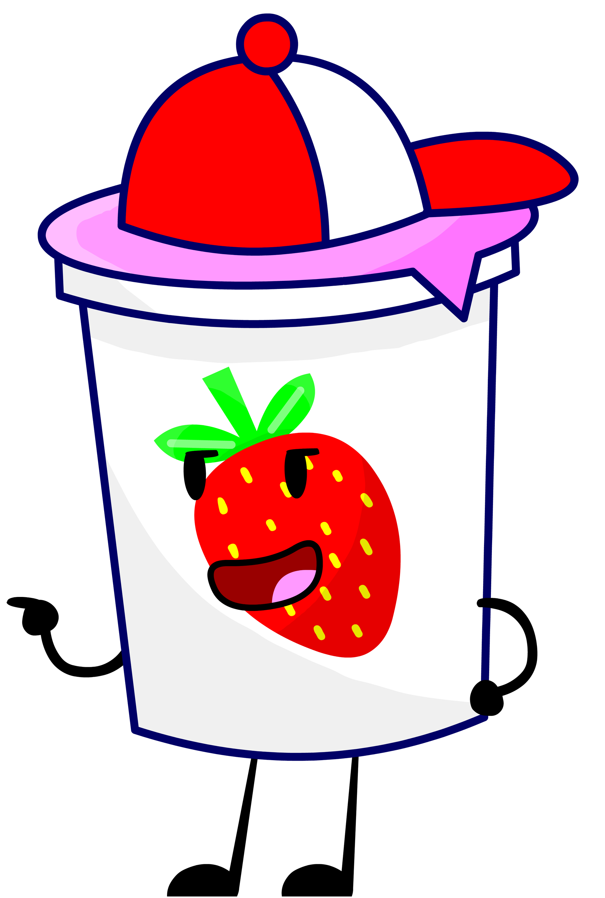 Cute Yogurt Cup Character with Strawberry Decoration and Red Hat PNG Cartoon