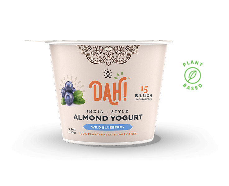 Dahi Almond Yogurt Tub with Green Vegetarian Label PNG Food Photo